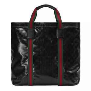 GUCCI Black GG Crystal Canvas Medium Tote Bag New & Authentic